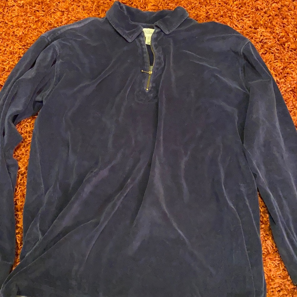 Willow Bay velvet long sleeve quarter zip shirt